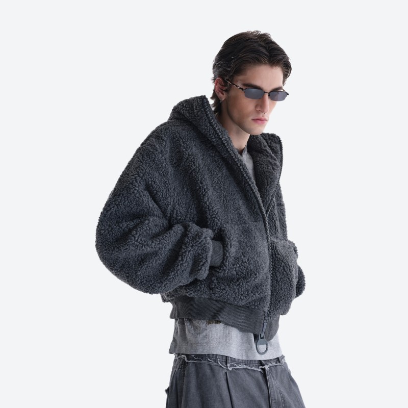 Camel Hair Sherpa Hooded Coat